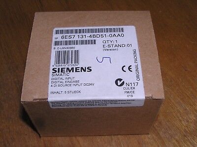 NEW - Siemens 6ES7131-4BD51-0AA0 E:01 Simatic ET200S 5x 4*DI 24VDC factory seal