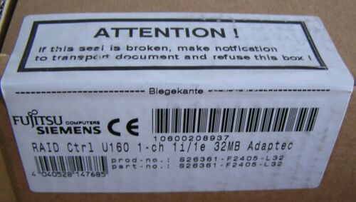 NEW - Fujitsu S26361-F2405-L32 Primergy E200 SCSI PCI U160 32MB RAID Cntr sealed