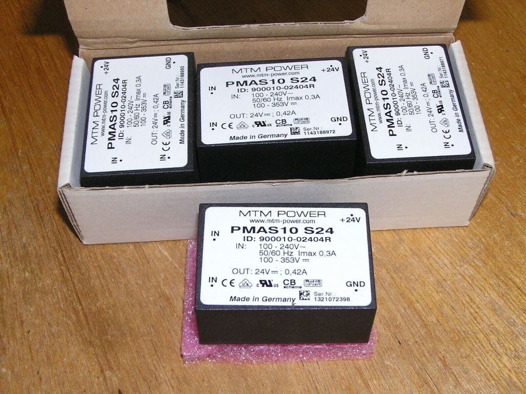 NEW - Lot of 4x MTM Power PMAS10 S24 100-240VAC 24VDC 10Watt encapsulated PSU