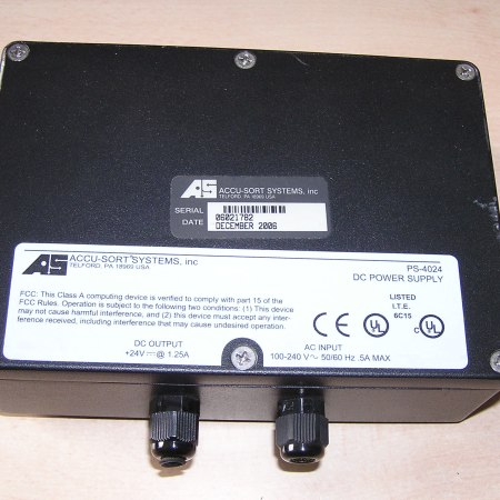 ACCU-SORT SYSTEMS PS-4024 DC Power Supply 24V excellent condition