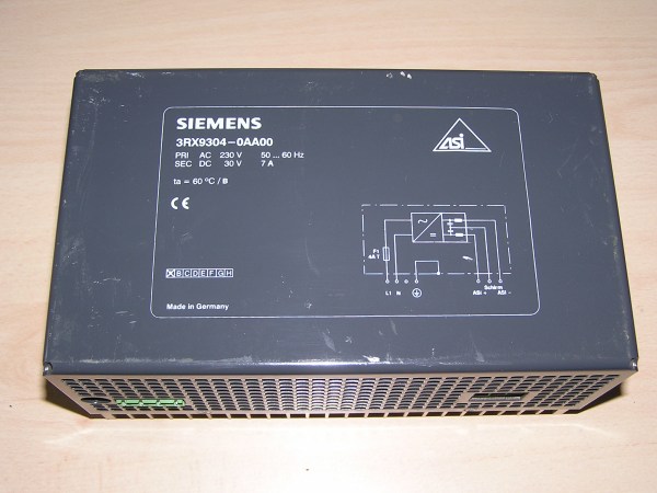 Siemens 3RX9304-0AA00 E: A AS-i Power Supply 7A used good ! without connectors !